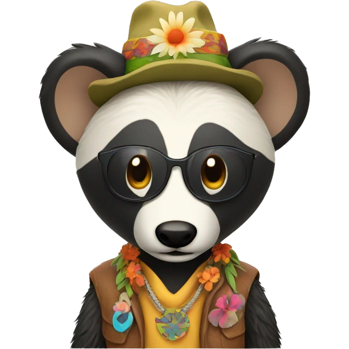 badger dressed like a 60's hippie making a peace sign emoji