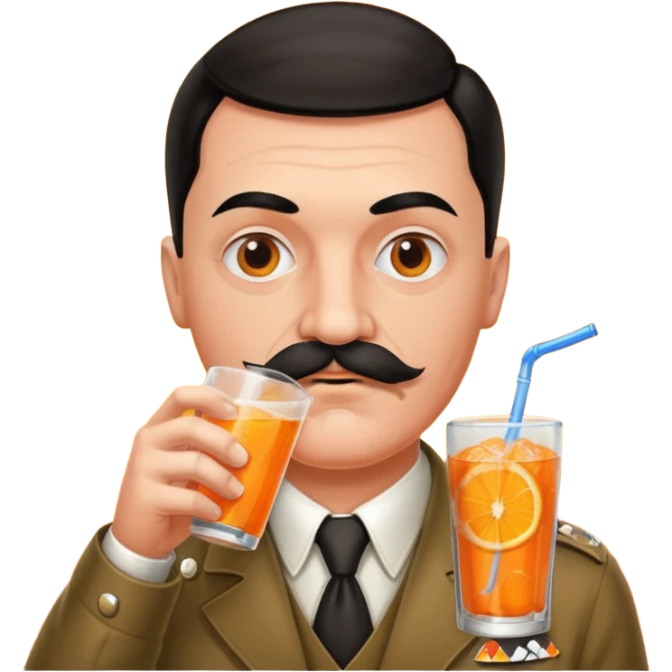 Hitler mustache drinking Fanta emoji