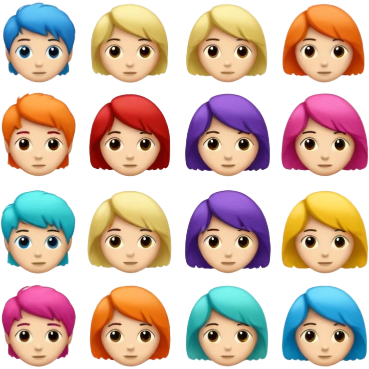 cabeza con pelo con diferentes colores emoji