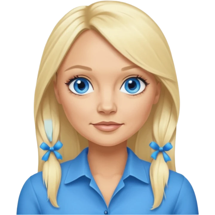 Emma Bunton with blue eyes, blonde long ponytail hair emoji