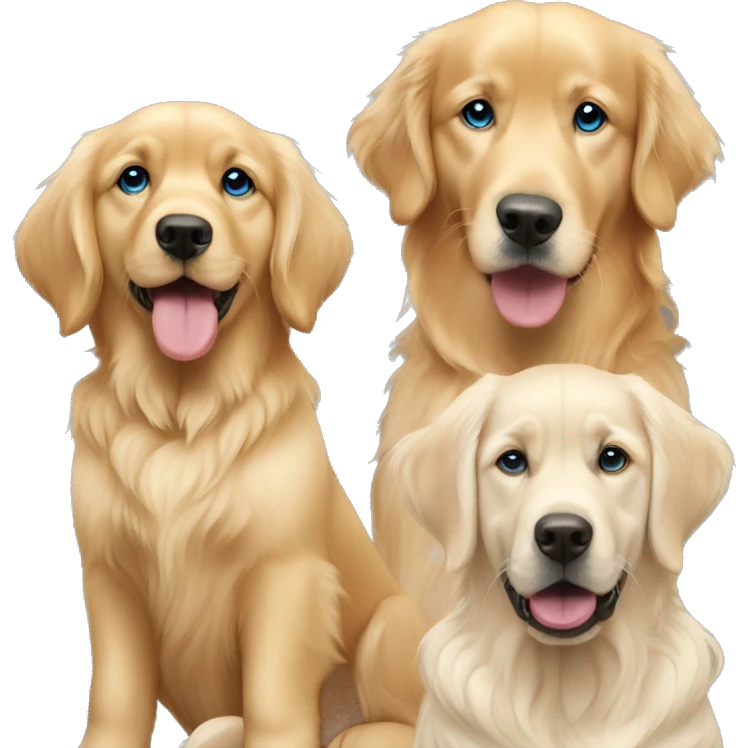Golden retriever with blonde girl and blonde boy with blue eyes  emoji