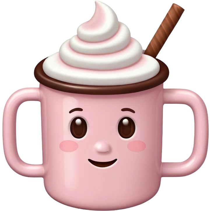 Light Pink mug of hot chocolate with marshmallows  emoji
