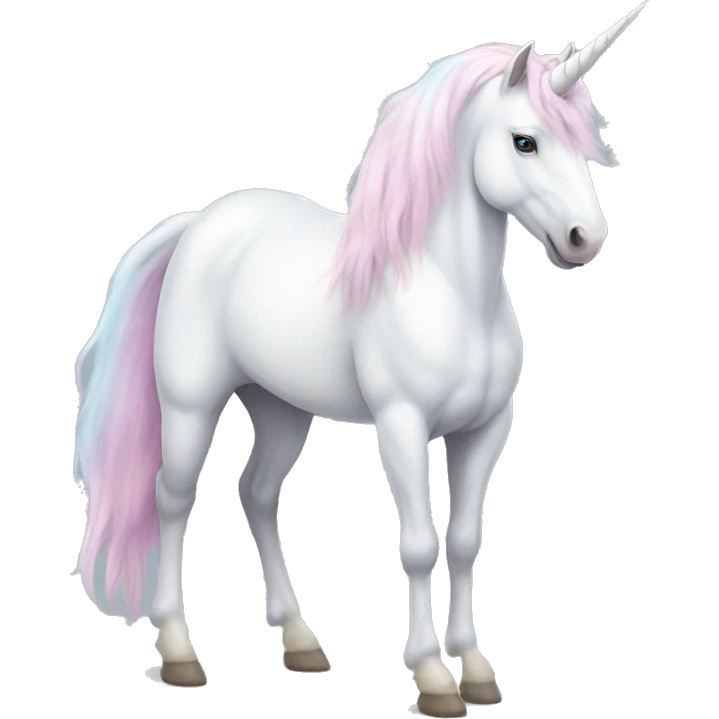 Fullbody White unicorn with pastel color mane  emoji