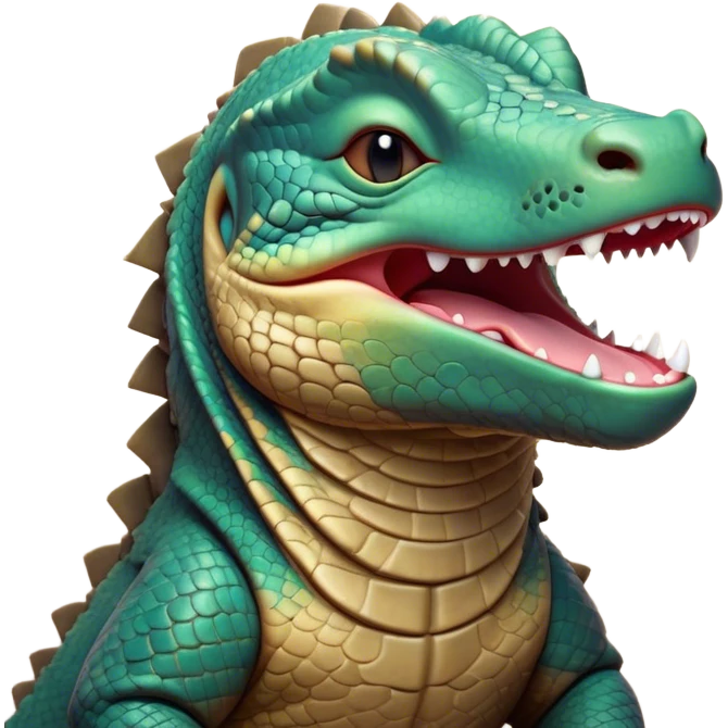 Cinematic Cute Yawning Komodo Dragon Lizard Portrait Emoji, Head slightly angled in a dramatic, wide-open yawn, showcasing rugged, textured scales and sleepy, half-closed eyes, Simplified yet irresistibly adorable features, highly detailed, glowing with a soft, cozy glow, high shine, relaxed yet expressive, stylized with a hint of whimsical wildness, soft glowing outline, capturing the essence of a drowsy yet endearing reptile that appears ready to stretch out for a nap! emoji