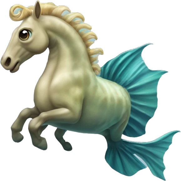 hippocampus: Horse-like creatures with the tail of a fish, capable of swimming underwater and often used by wizards for underwater travel. emoji