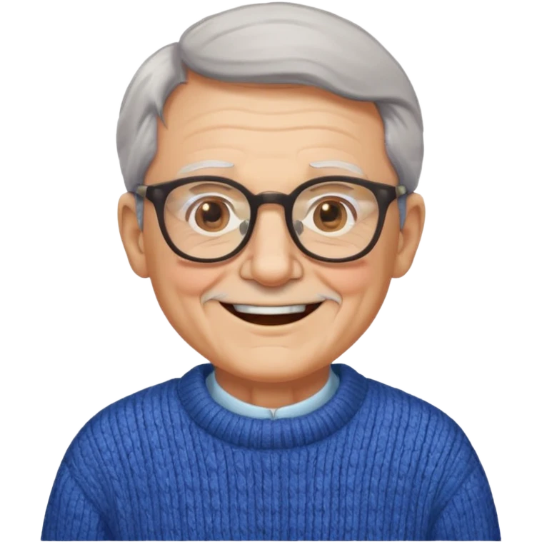 Old man, happy, wearing glasses and sweater


 emoji