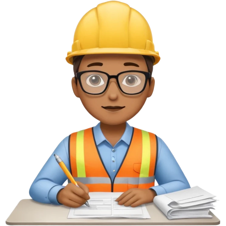 The occupational safety specialist is sitting at the paperwork emoji
