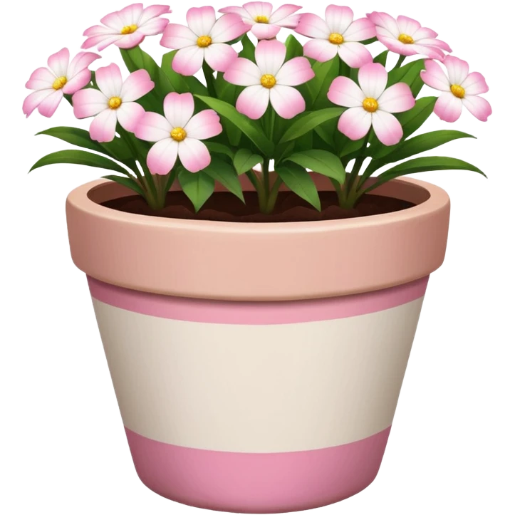 plant pot in terra cota with white and pink flowers print painted on the pot emoji