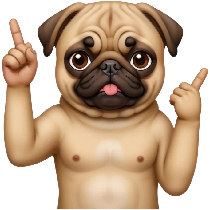 A pug giving you the middle finger emoji