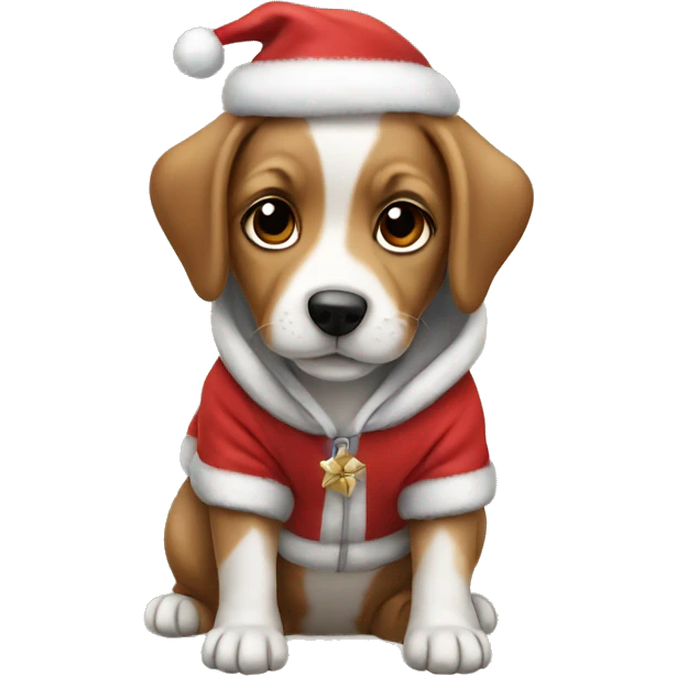 Cute puppy wearing Christmas hoodies  emoji