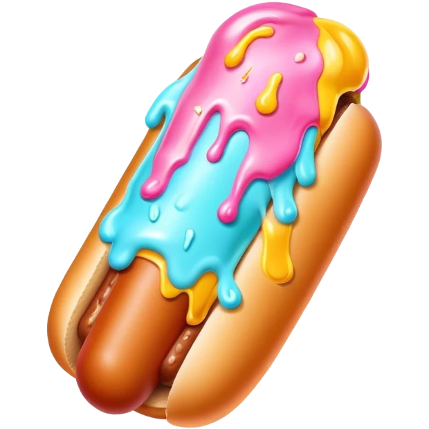 Melting neon ice cream hot dog  emoji