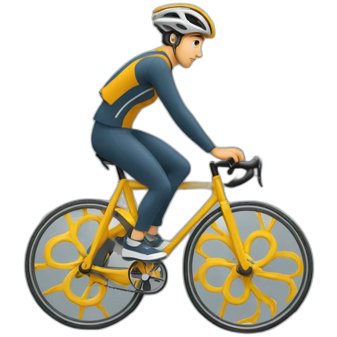 personne avec des cheveux bouclés brain sur un vélo en le levant la roue emoji