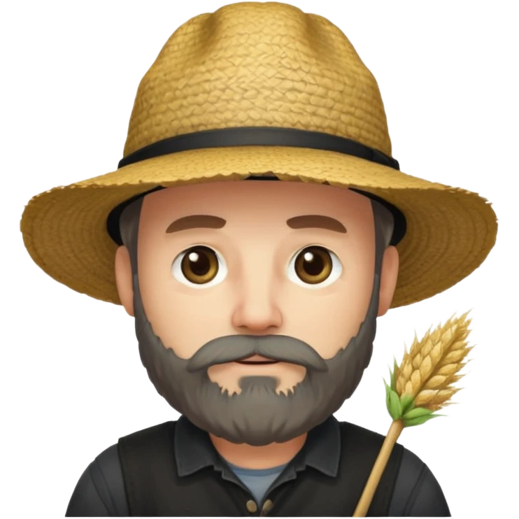 Puritan farmer male middle age with beard black clothes straw hat emoji