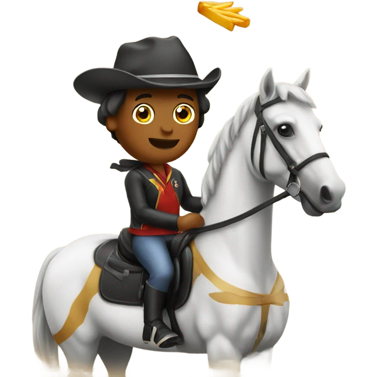 Horse rider with French fries emoji
