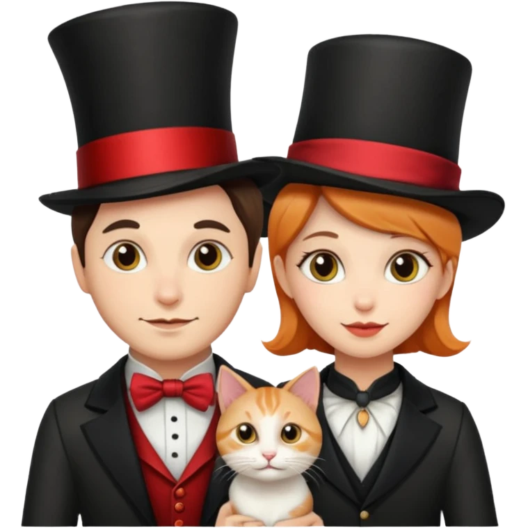 magician couple and their pet cat emoji