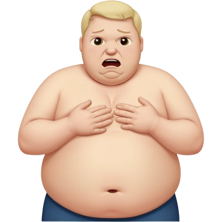 A fat man in agony with a stomach ache emoji