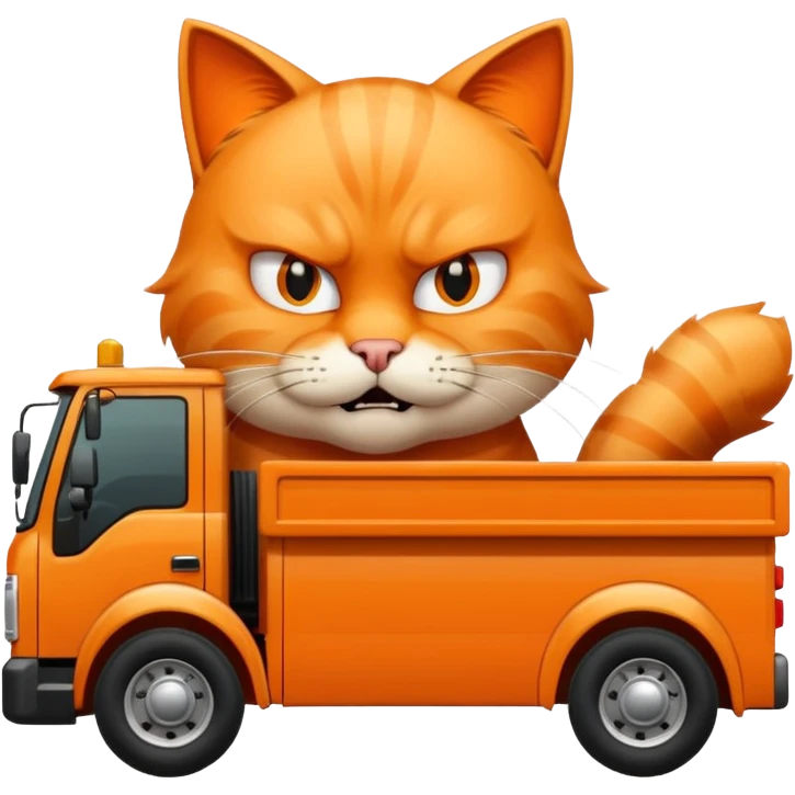 Angry cat driving truck emoji