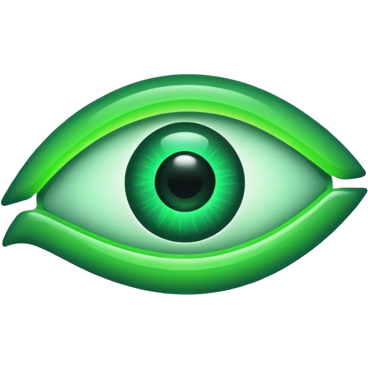 green Neon sign of an eye emoji