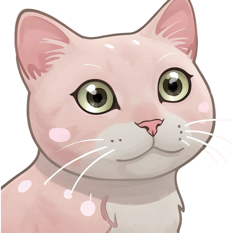 Light pink cat with white spots and light pink eyes emoji