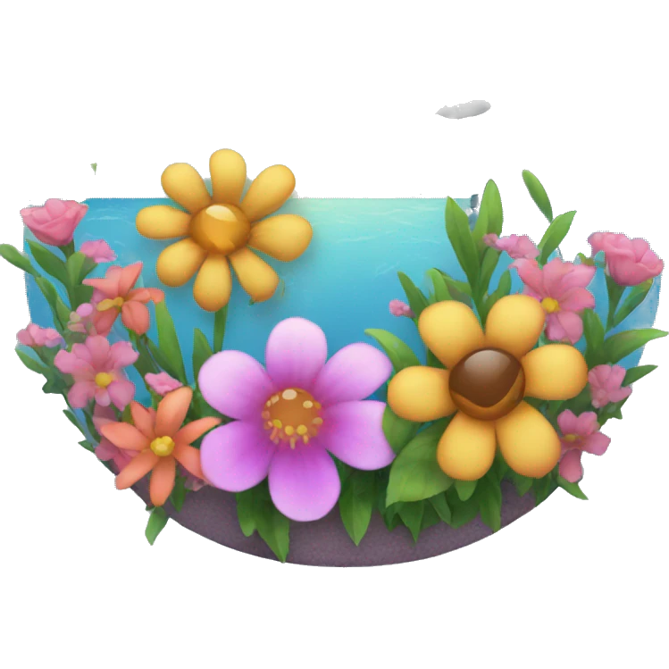 Flowers and sea emoji