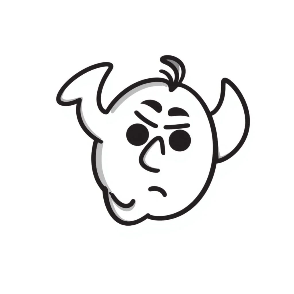 doodle style annoyed face, gold rush era, expressive lines emoji