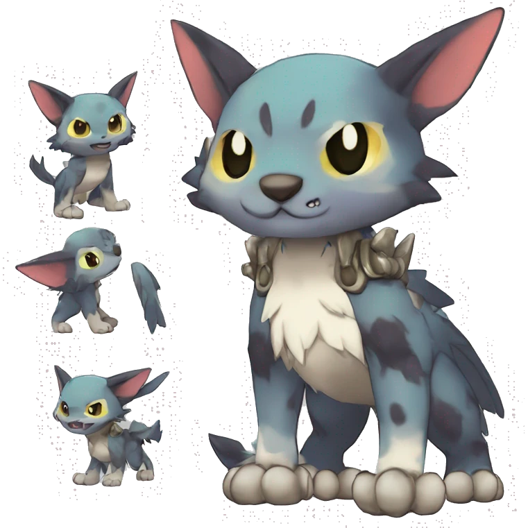 cute cool edgy sharp magical punk Digimon-Fakemon-animal full body emoji
