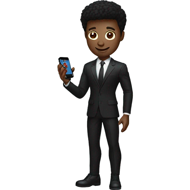 Spider man wearing black suit and mobile in hand  emoji