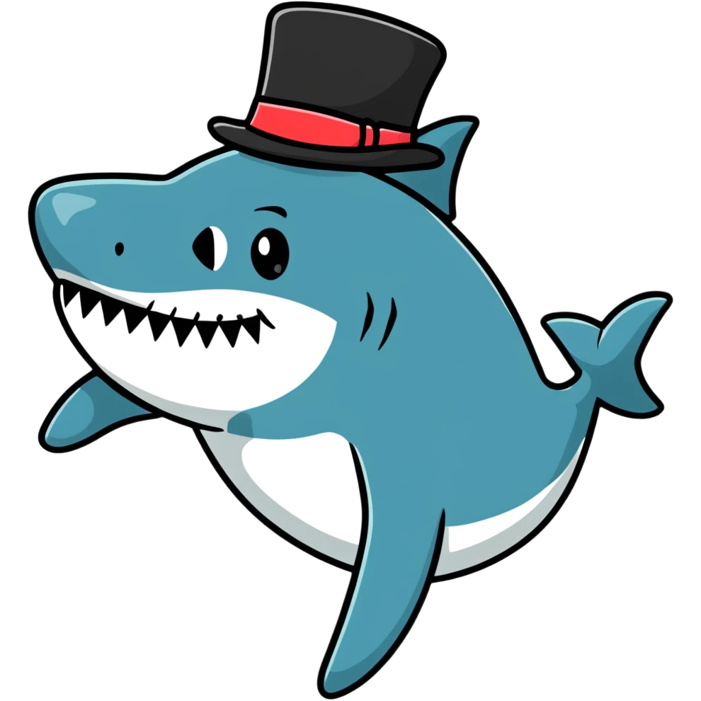 Shark with a top hat emoji