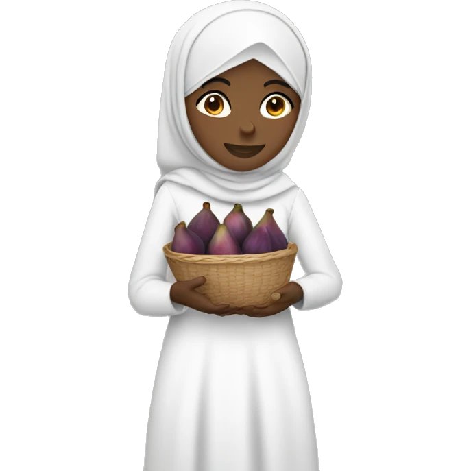 white hijab girl holding figs emoji