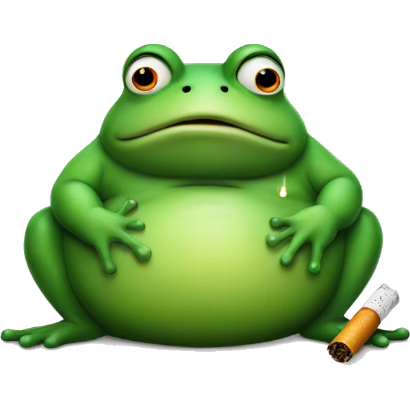 Fat Frog with a cigarette emoji