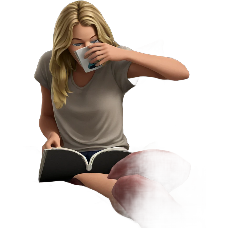 blonde boy reading indoors emoji