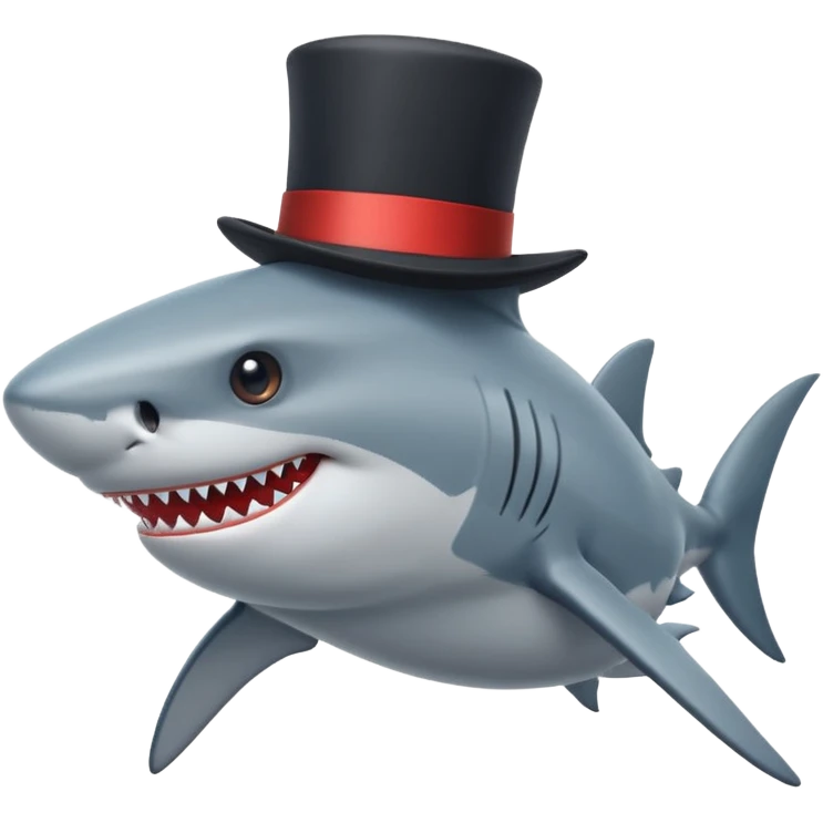 Shark with a top hat emoji