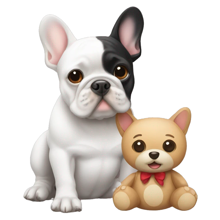 Frenchie with a teddy bear emoji