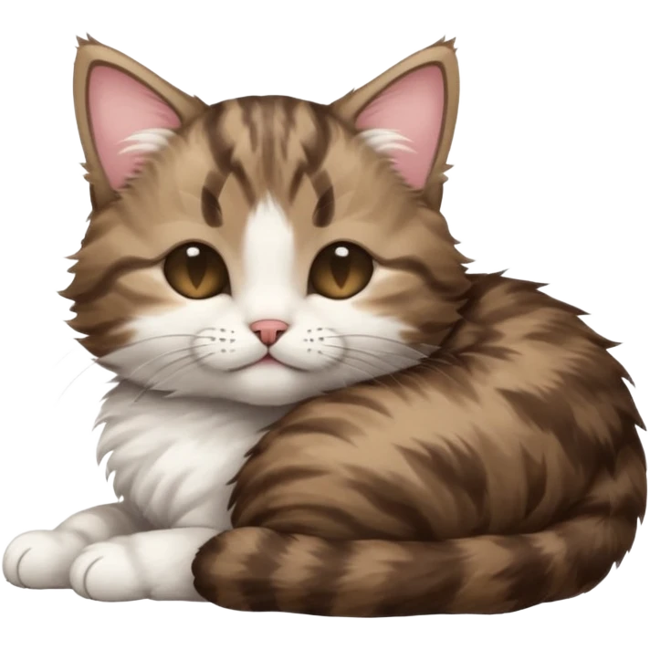 dark brown tabby and white kitten in funny positions with eyes closed emoji