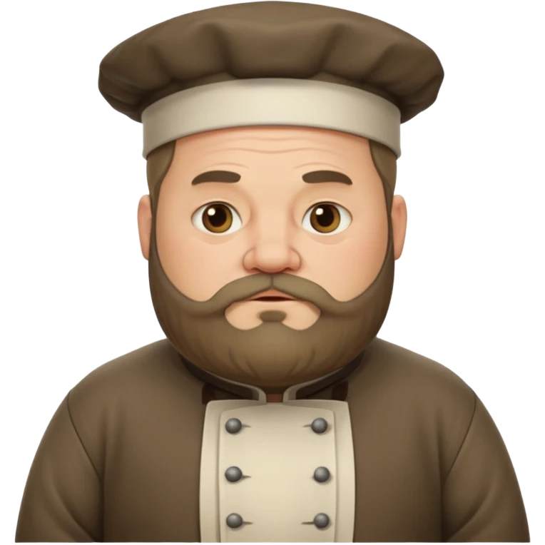 medieval fat chef, middle-aged, bearded, sly, grim-faced emoji emoji