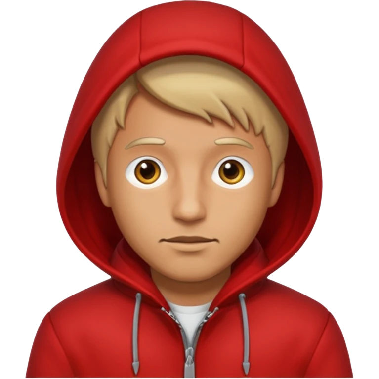 Man in red coat, hood down emoji