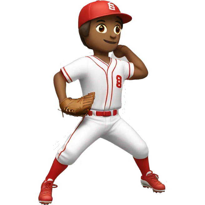 baseball pitcher in red and white uniform, letters RD on hat emoji
