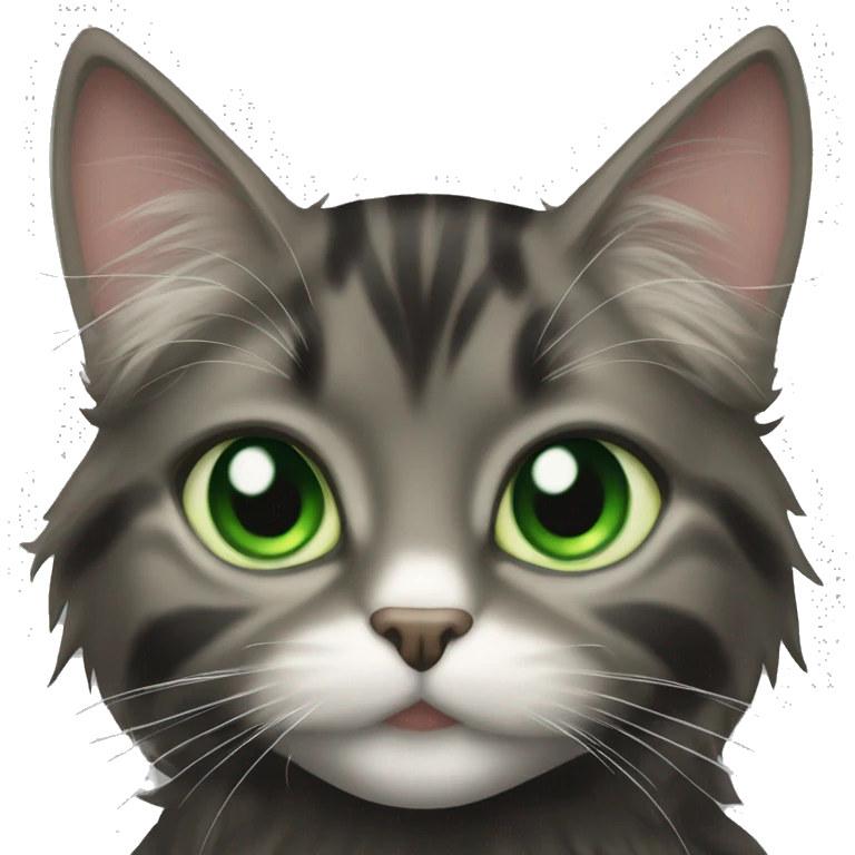a long haired tabby cat and black cat green eyes emoji