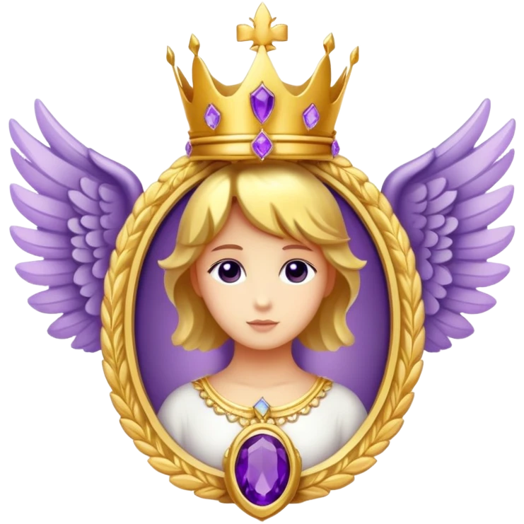 4th place award Number in frame decorated with golden angel  wings and amethyst  stone and small crown on a top emoji