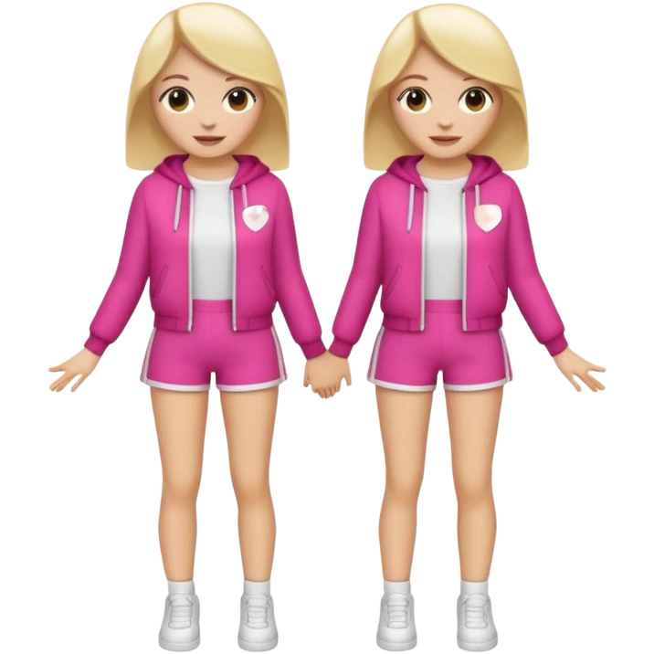 👯‍♀️ generate this emoji, as two white girls, bffs, the same pose but maybe the outfit cuter. we are models emoji