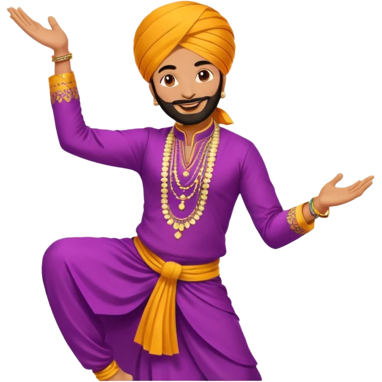 Bhangra dancer in traditional Punjabi attire, energetic pose emoji