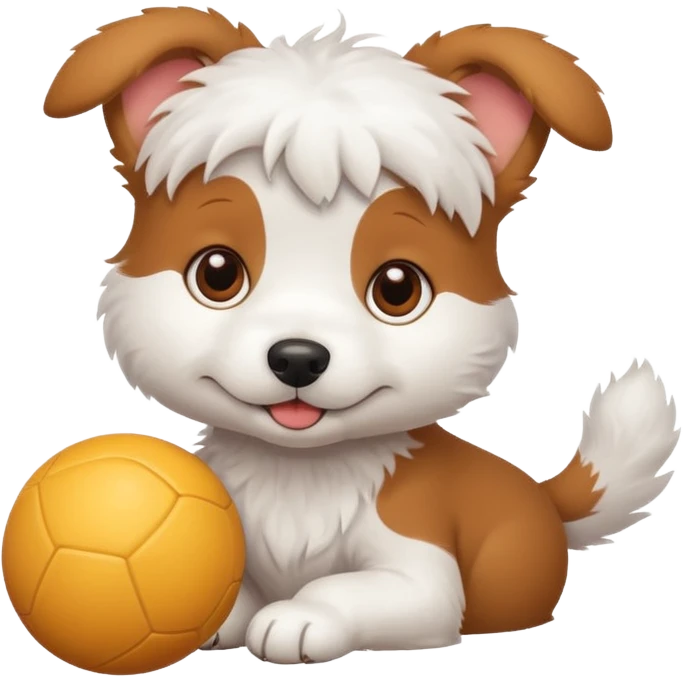 cute white dog with a ball emoji