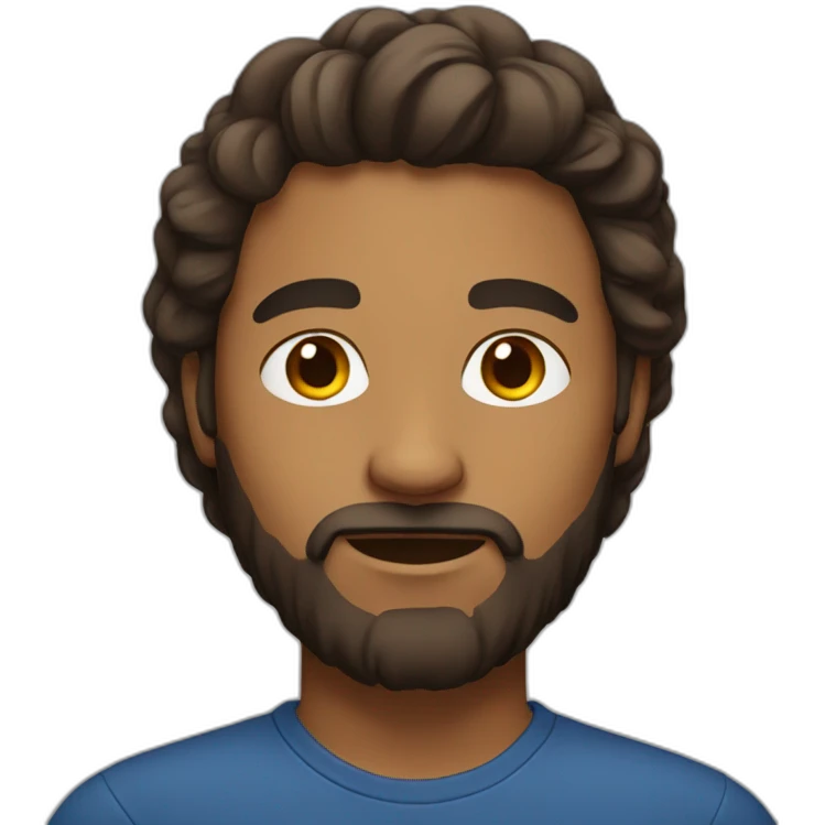 brown guy with beard long hair attached above his head emoji