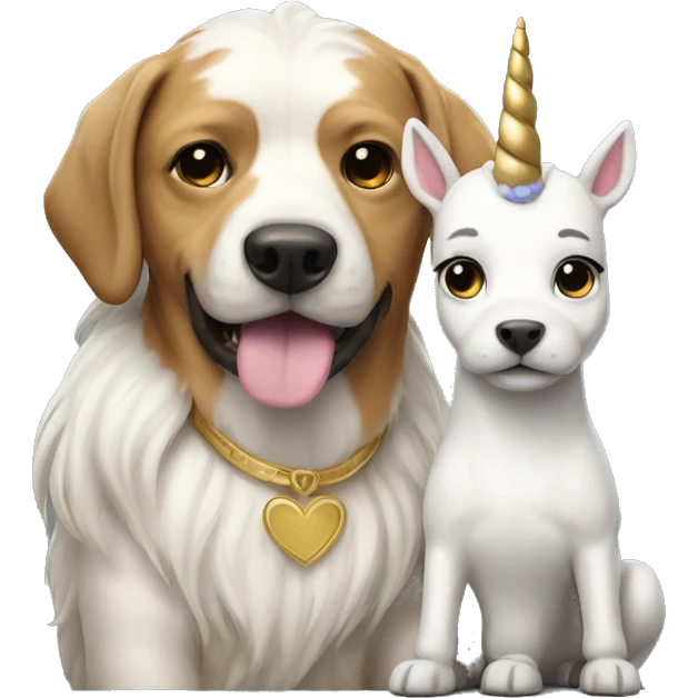 dog and unicorn couple emoji