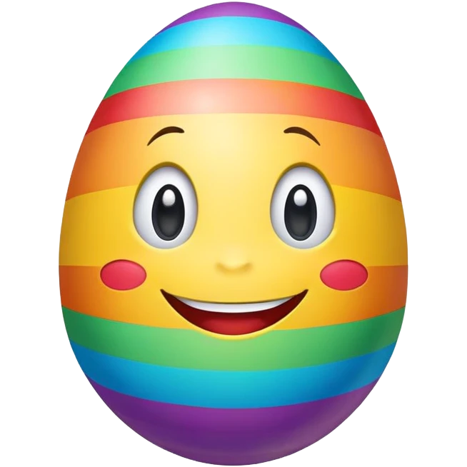 Rainbow colored Easter egg laughing emoji