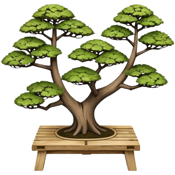 standing slanted bonsai trees rack made from the wood of old oak pallets  emoji