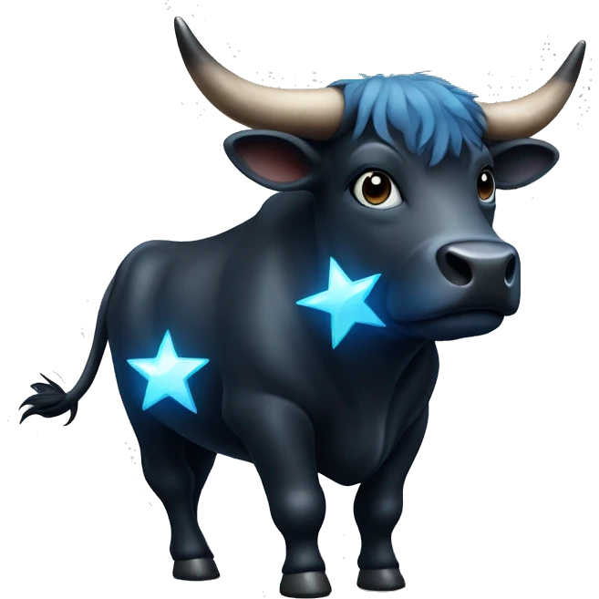 black bull with a shining blue star on his forehead emoji
