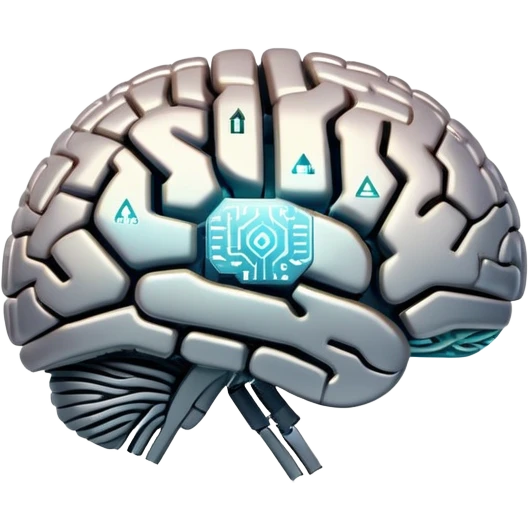brain with digital circuits representing artificial intelligence emoji