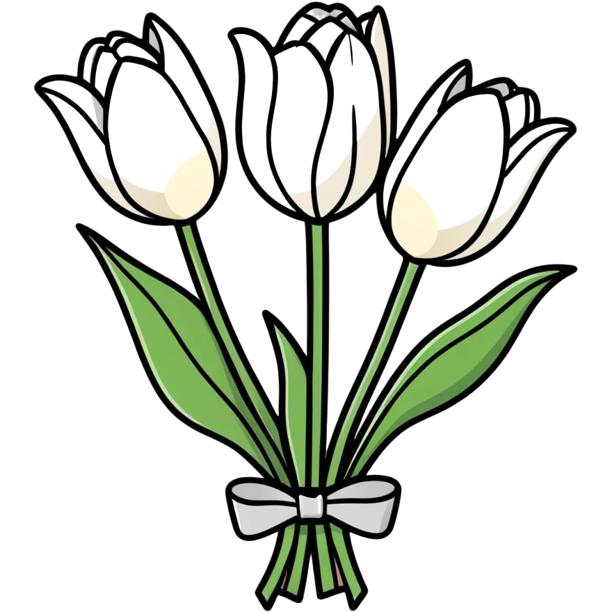 Bouquet of white tulips tied with a bow emoji