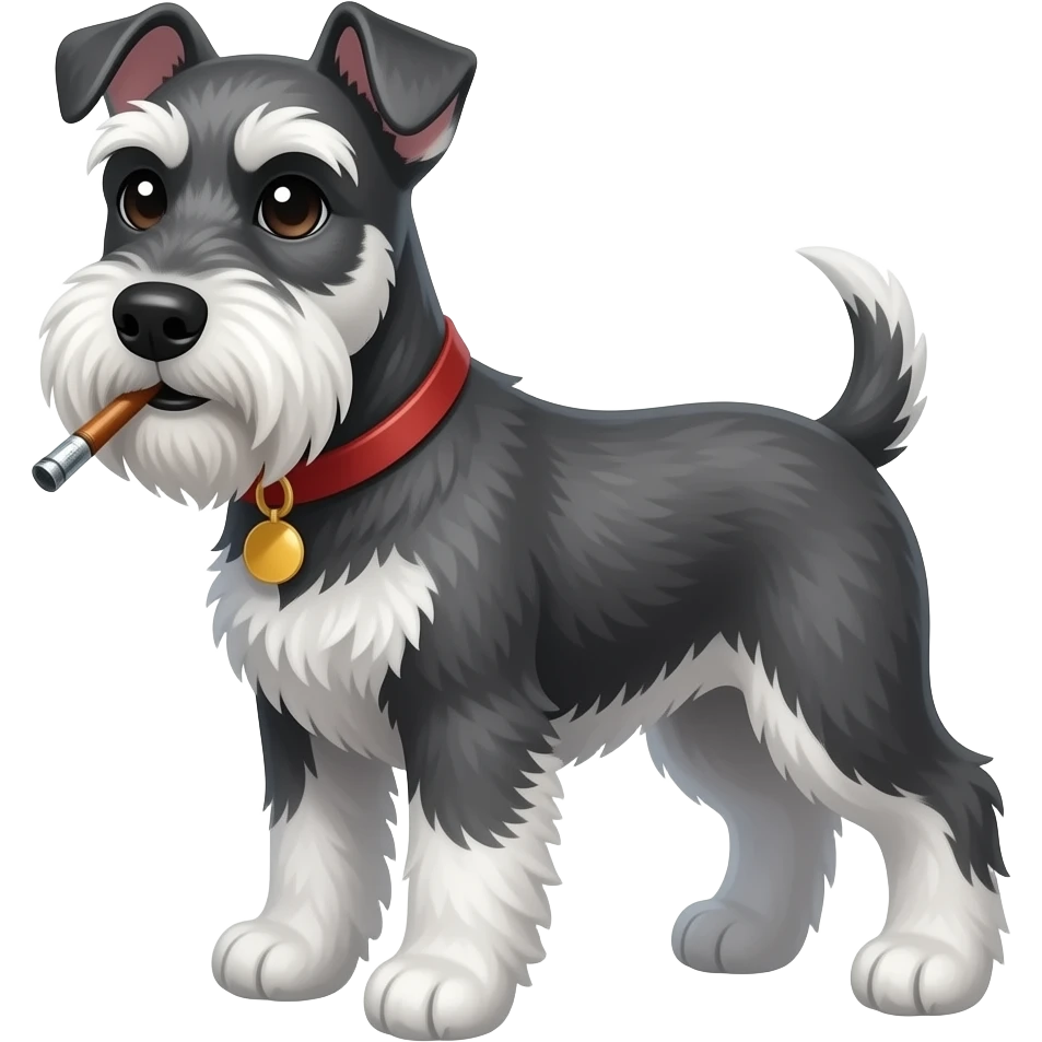 Perro schnauzer con un vape emoji